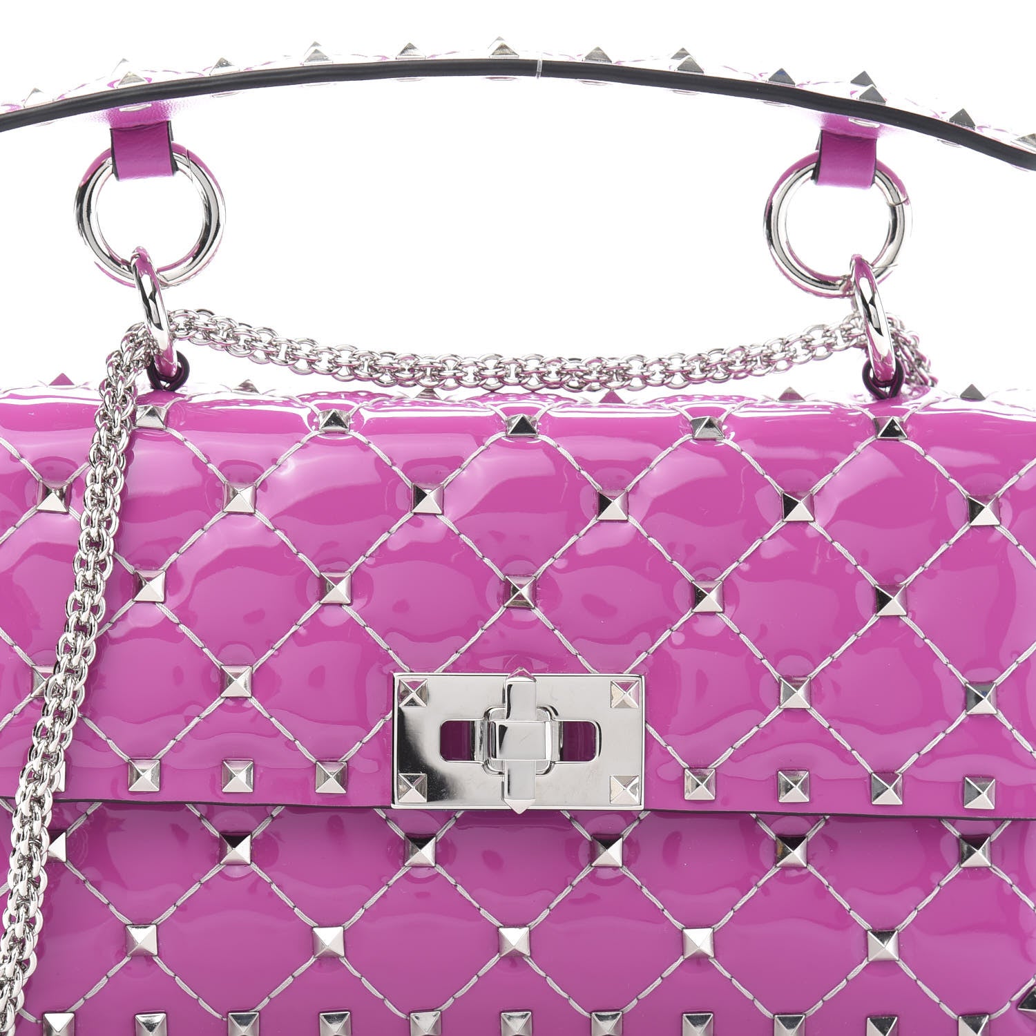 Valentino Garavani Patent Small Rockstud Spike Shoulder Bag Radiant Orchid 9 of 9