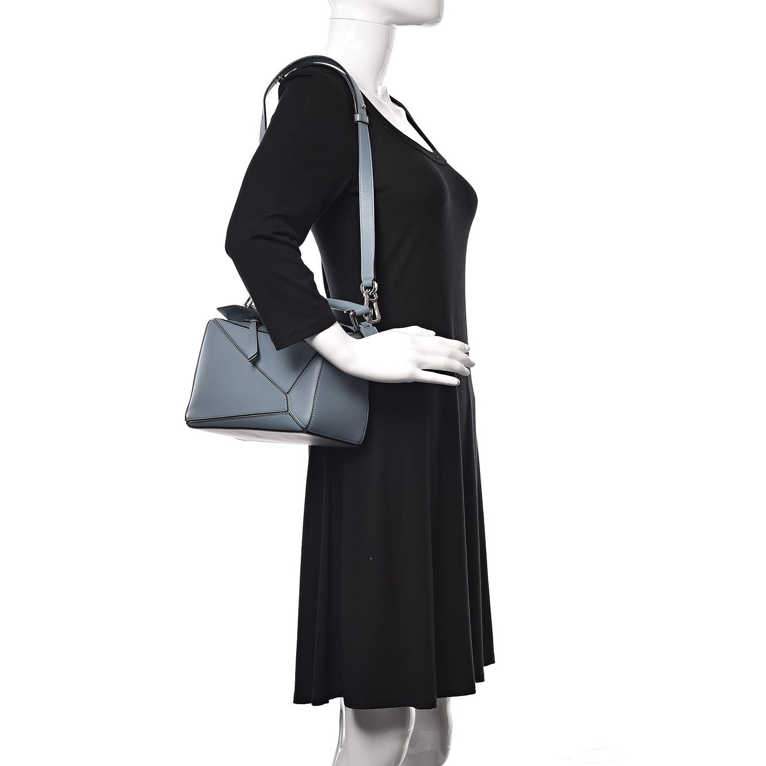 Loewe Calfskin Small Puzzle Bag Stone Blue 2 of 9