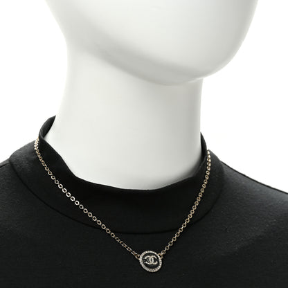 Chanel Metal Resin Crystal CC Necklace Gold Black 2 of 6