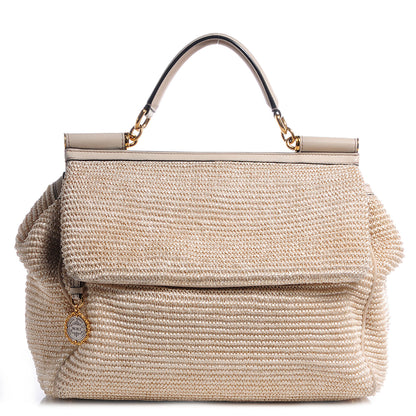 Dolce & Gabbana Straw Crochet Large Miss Sicily Satchel Ivory 1 of 8