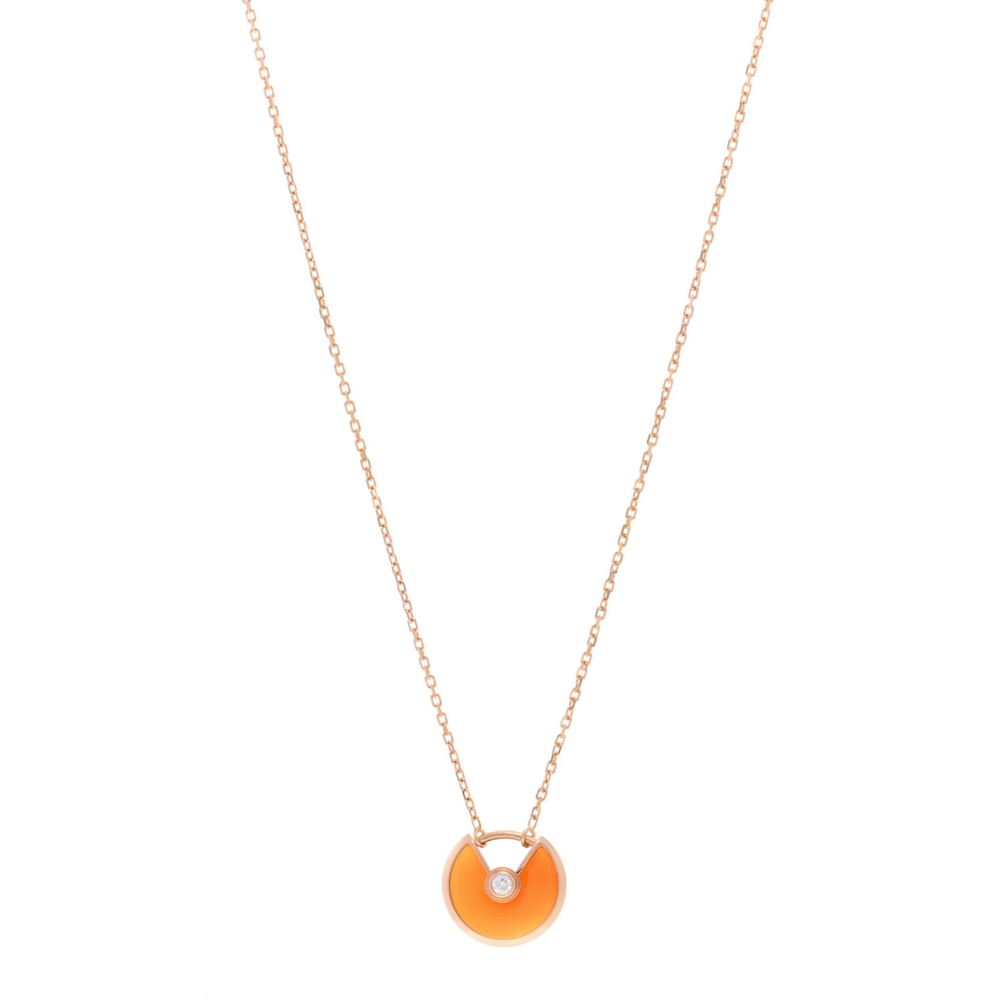 18K Pink Gold Diamond Carnelian XS Amulette de Cartier Pendant Necklace