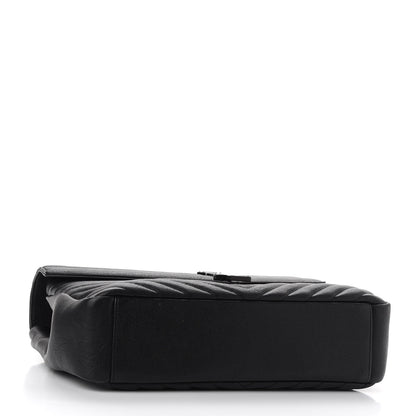 Saint Laurent Sheepskin Matelasse Chevron Monogram Monochrome Large College Satchel Black 7 of 18