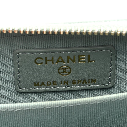 Chanel Caviar Quilted Zip Around Coin Purse Wallet Grey 6 of 8