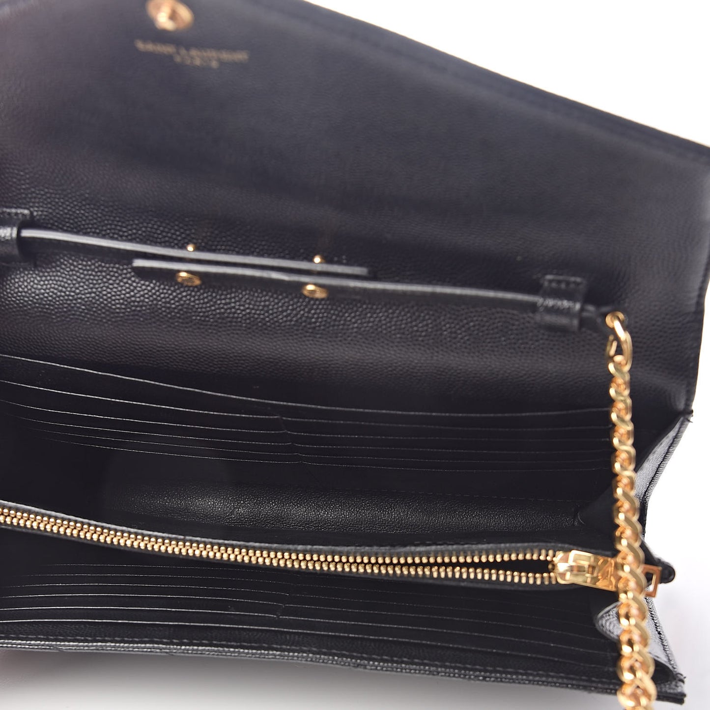 Grain De Poudre Matelasse Chevron Monogram Chain Wallet Black