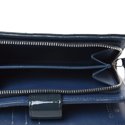 Chanel Patent Quilted Zip Pocket Wallet Blue 5 of 11