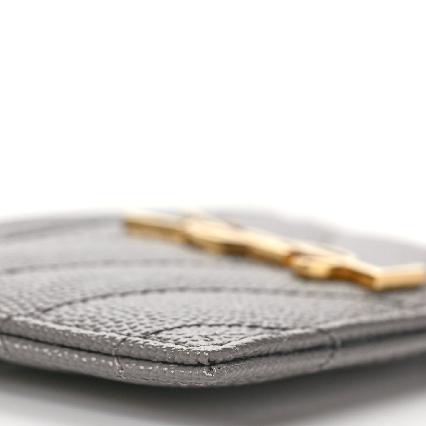 Grain De Poudre Matelasse Chevron Monogram Credit Card Case Fog
