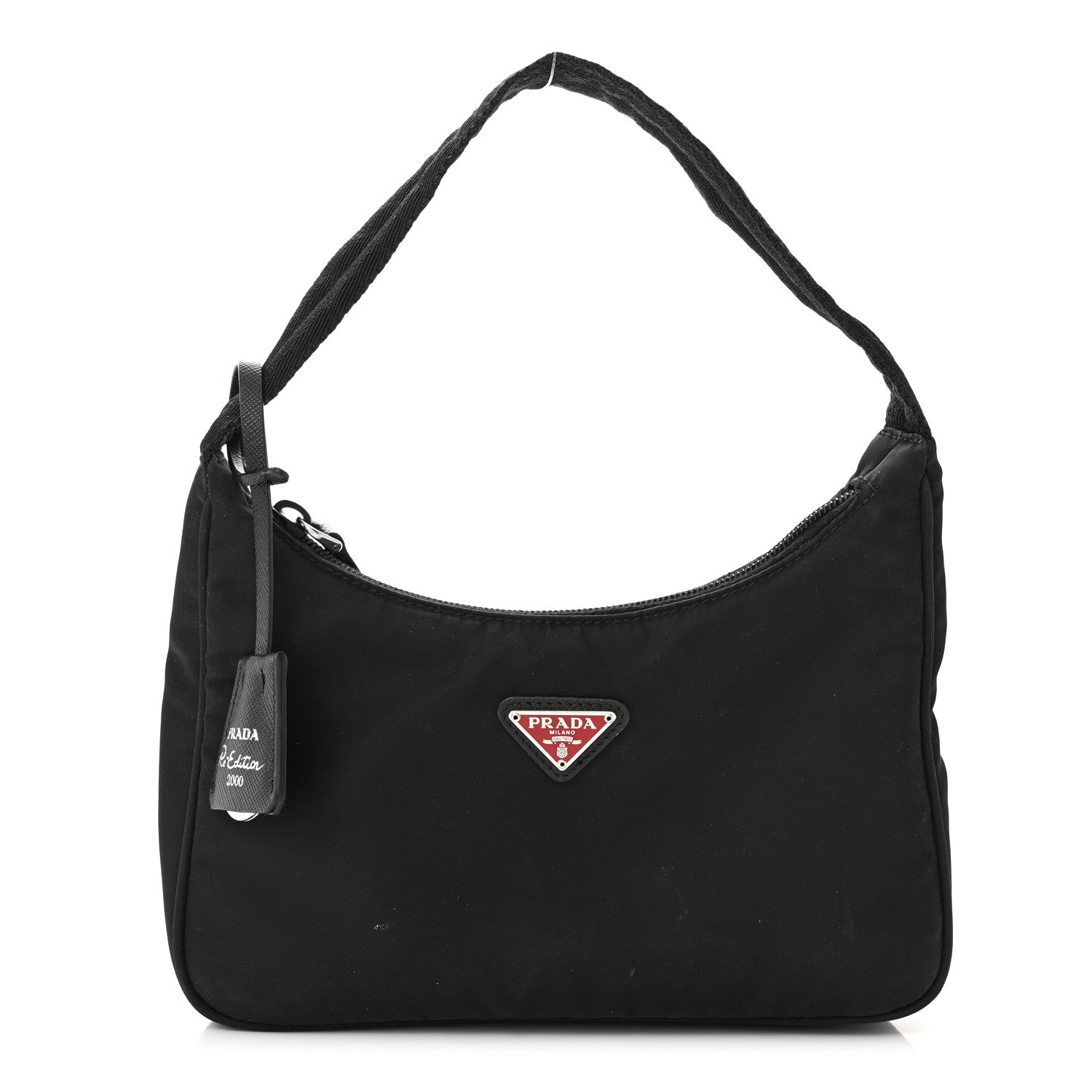 Prada Tessuto Nylon Saffiano Lunar New Year Mini Re-Edition 2000 Bag Black Fuoco 1 of 14