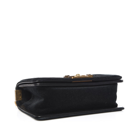 Chanel Velvet Chevron Quilted Small Boy Flap Black 4 of 9