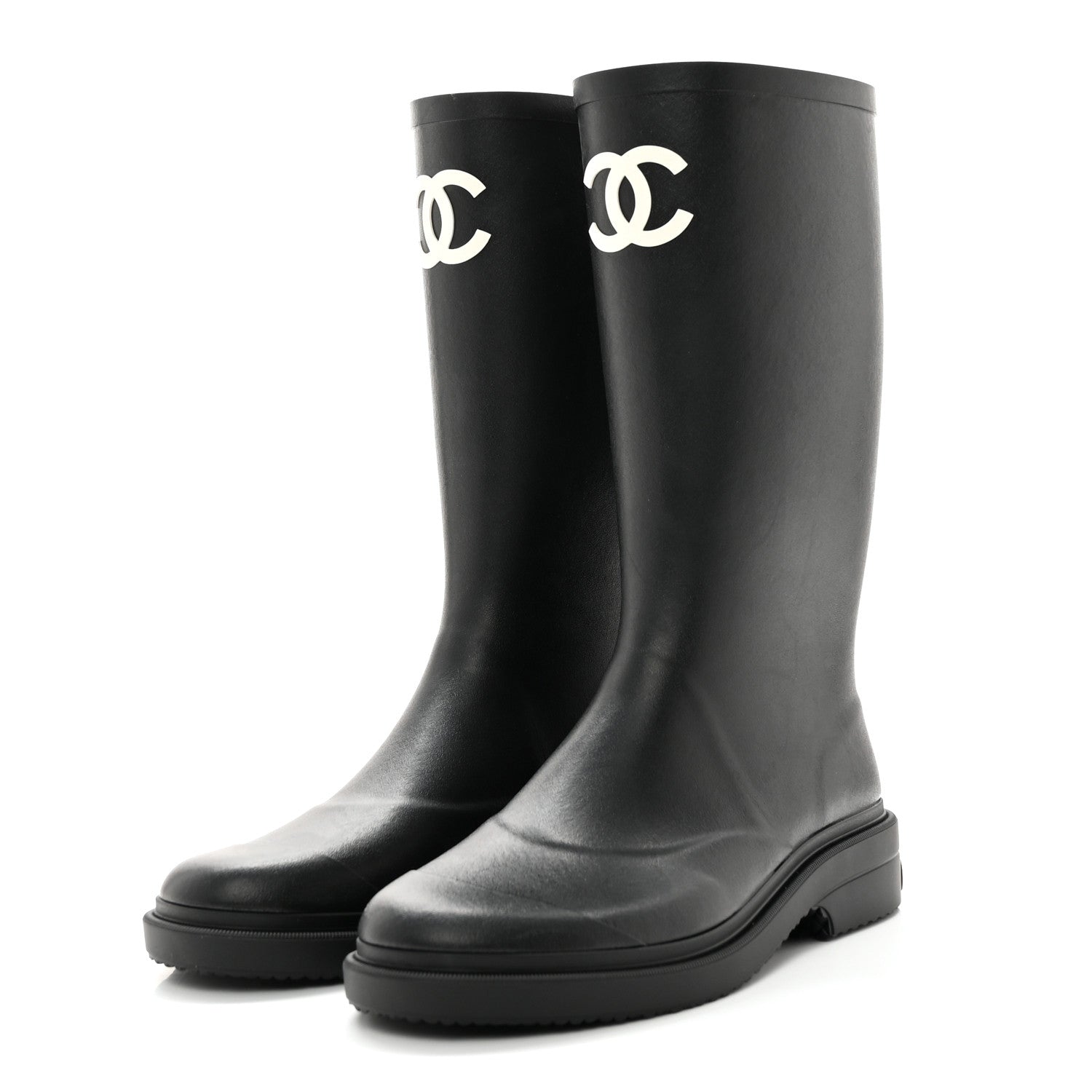 Chanel Caoutchouk CC High Boots 40 Black 3 of 16