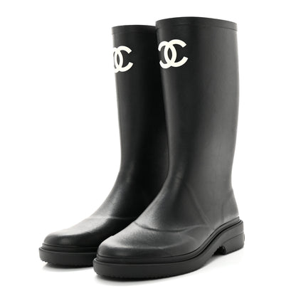 Chanel Caoutchouk CC High Boots 40 Black 3 of 16