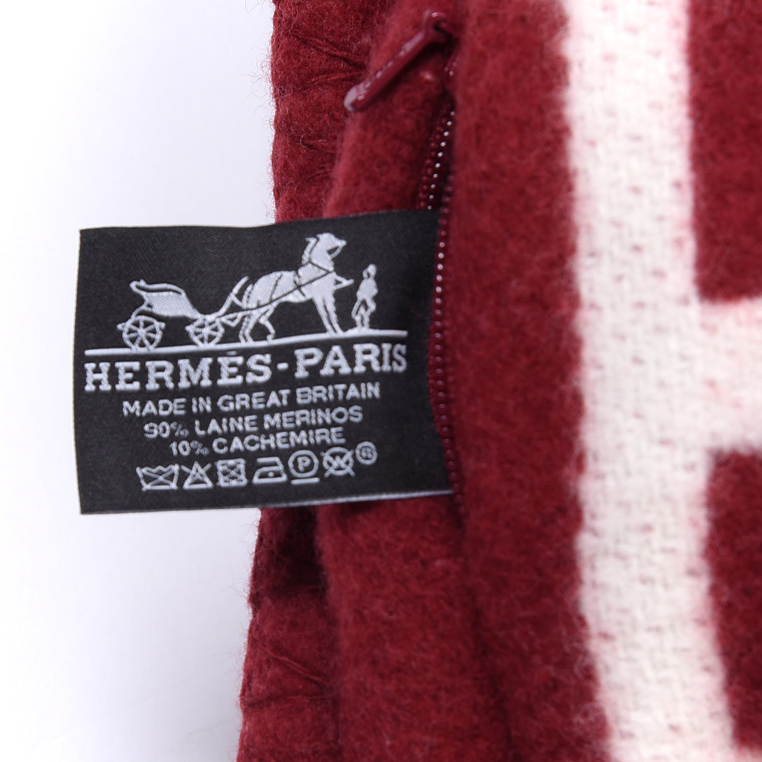 Hermes Wool Cashmere Avalon III Pillow PM Ecru Rouge 3 of 3