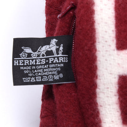 Hermes Wool Cashmere Avalon III Pillow PM Ecru Rouge 3 of 3