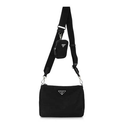 Prada Re-Nylon Saffiano Pocket Zippered Shoulder Bag Black 1 of 11