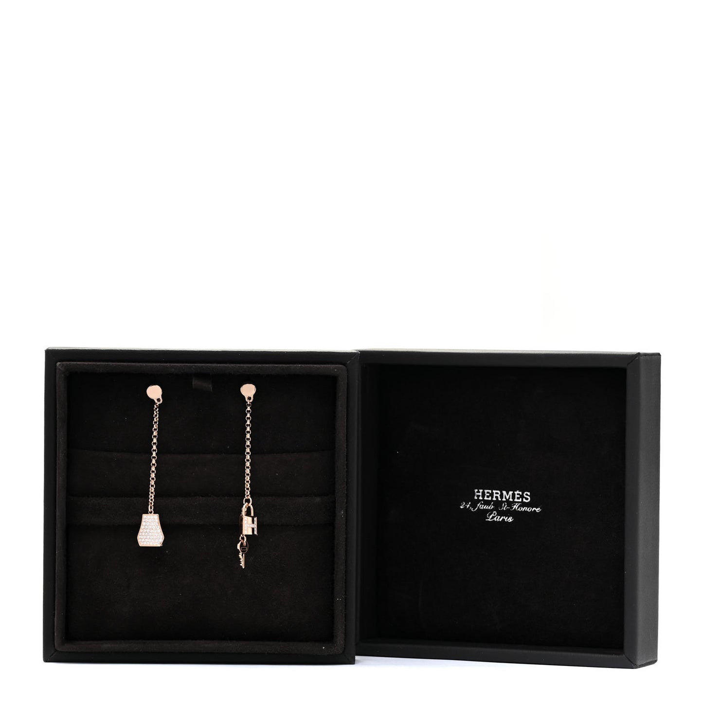 18K Rose Gold Diamond Kelly Clochette Drop Earrings