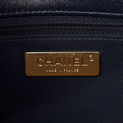 Chanel Goatskin Quilted Large Chanel 19 Flap Dark Blue 6 of 10