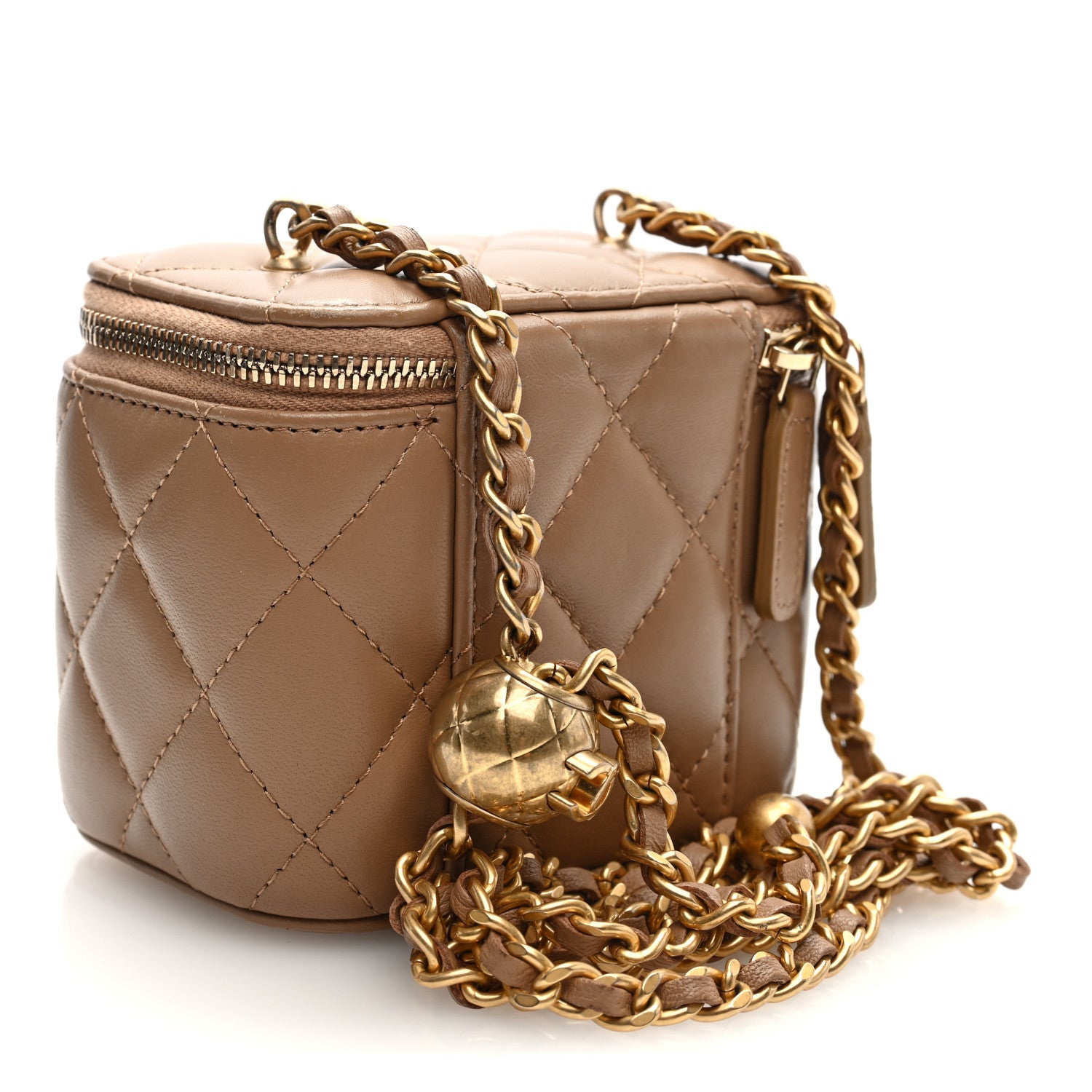 Chanel Lambskin Quilted Pearl Crush Mini Vanity Case With Chain