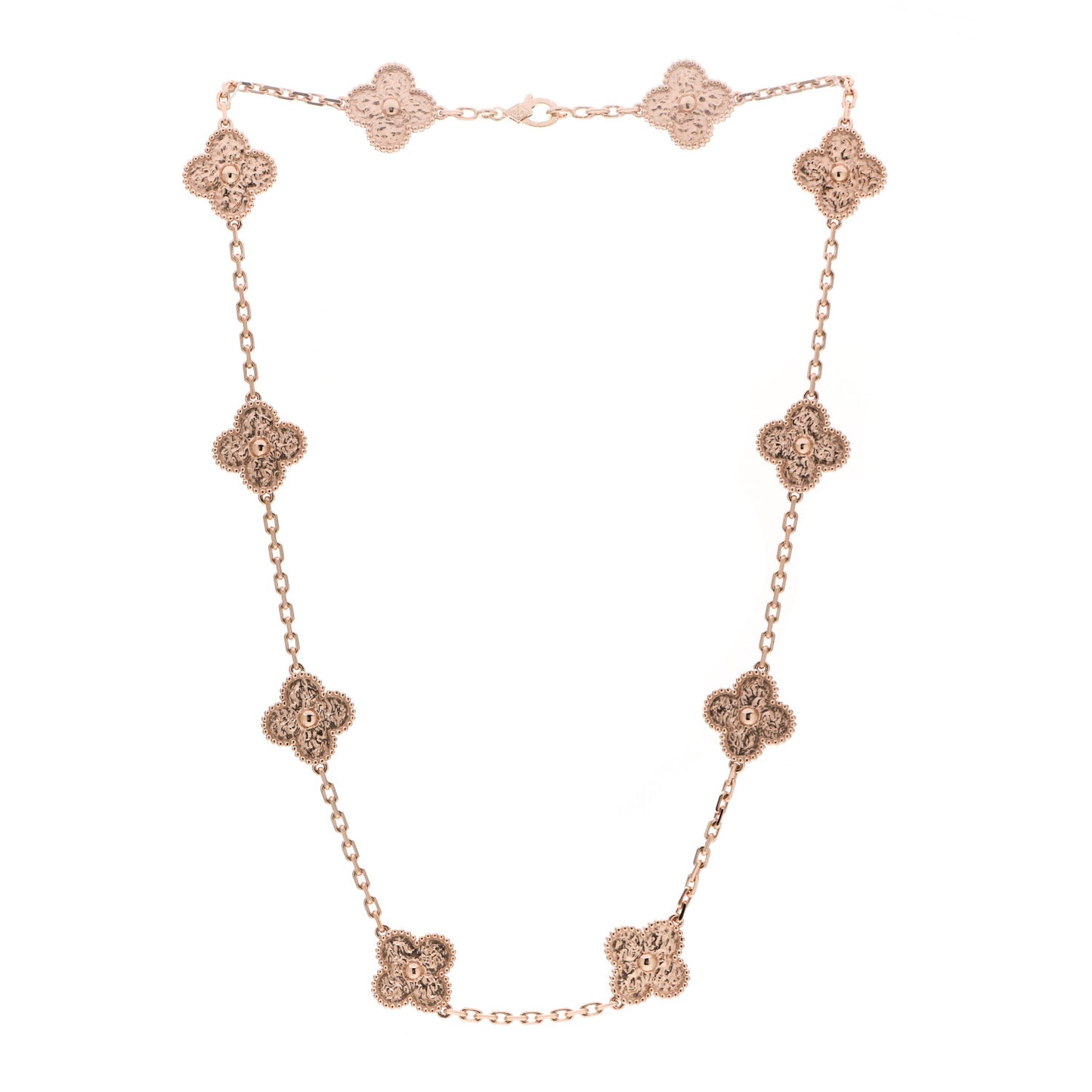 18K Rose Gold 10 Motifs Vintage Alhambra Necklace