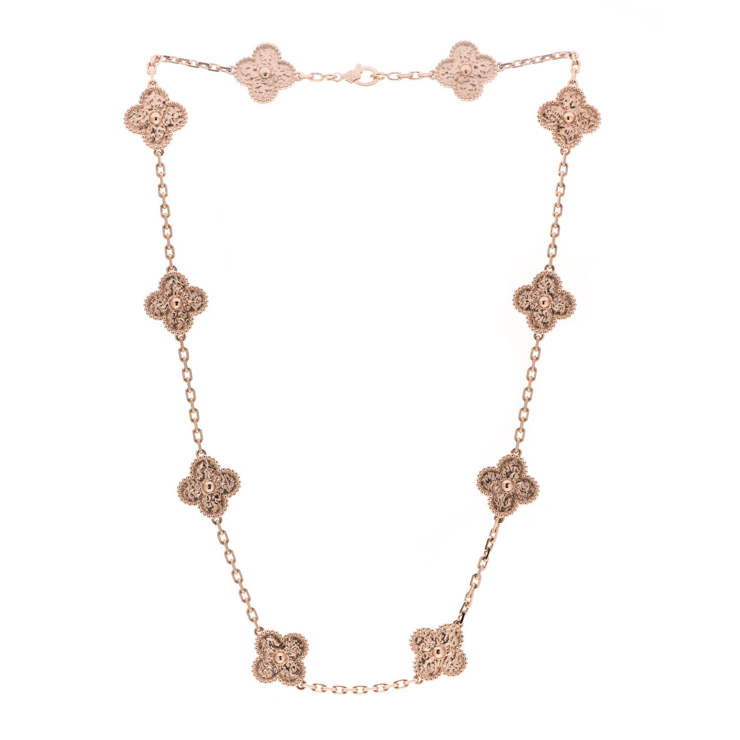 Van Cleef & Arpels 18K Rose Gold 10 Motifs Vintage Alhambra Necklace 3 of 5