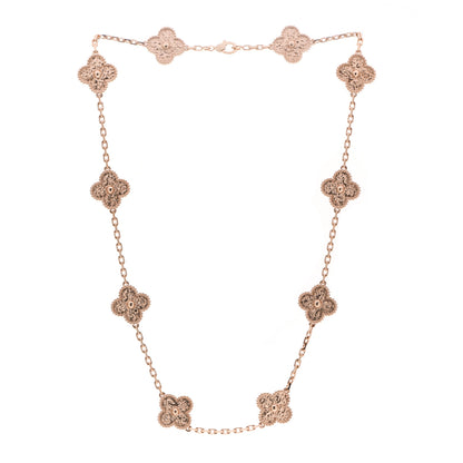 Van Cleef & Arpels 18K Rose Gold 10 Motifs Vintage Alhambra Necklace 3 of 5