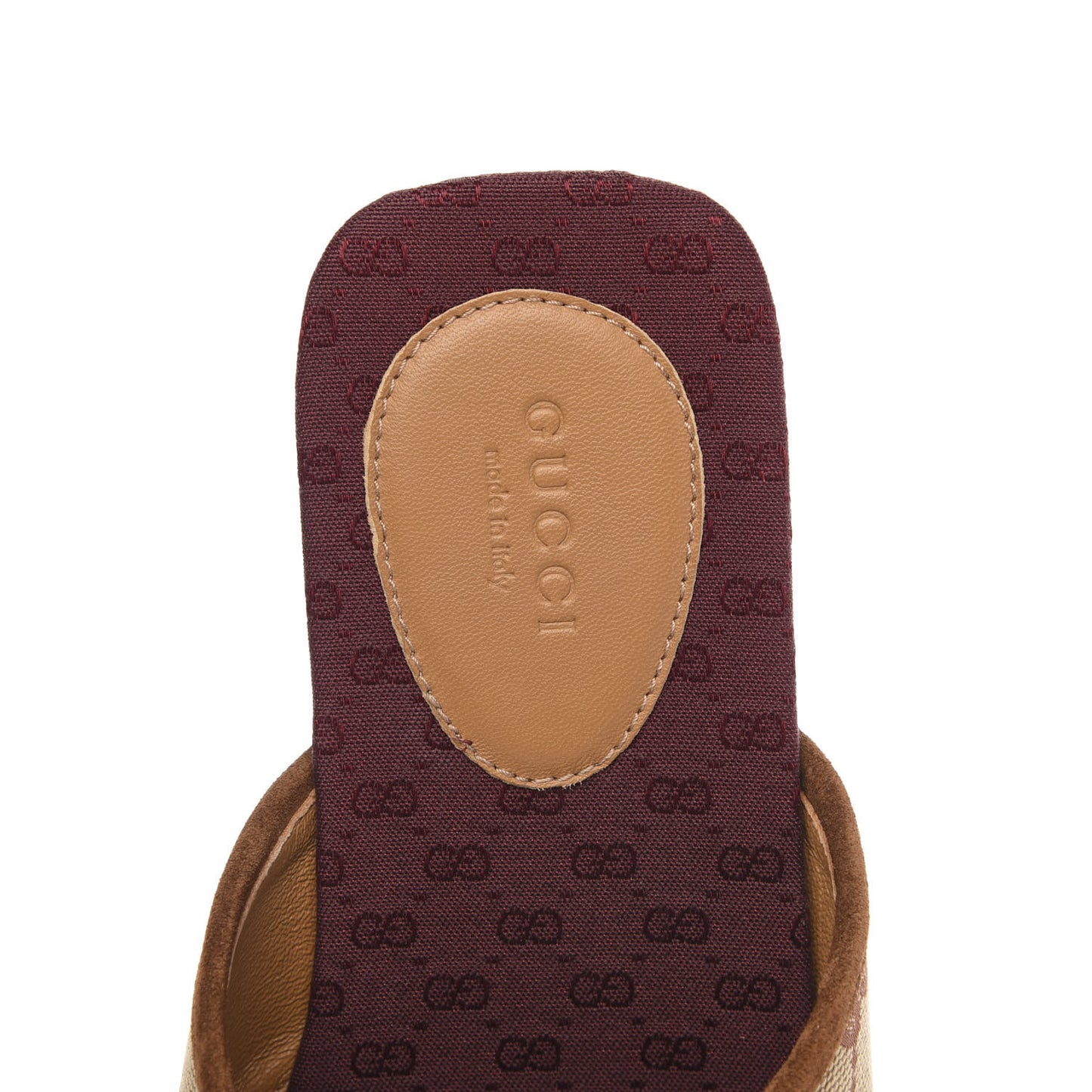 GG Monogram Suede Womens Criss Cross Slide Sandals 36.5 Beige Ruggine Cuir