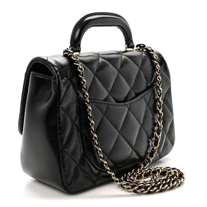 Chanel Shiny Lambskin Quilted Coco Trip Flap Bag Black 3 of 11