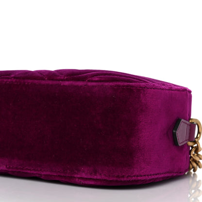 Gucci Velvet Matelasse Small GG Marmont Chain Shoulder Bag Fuchsia Violet Cyclamen 9 of 10