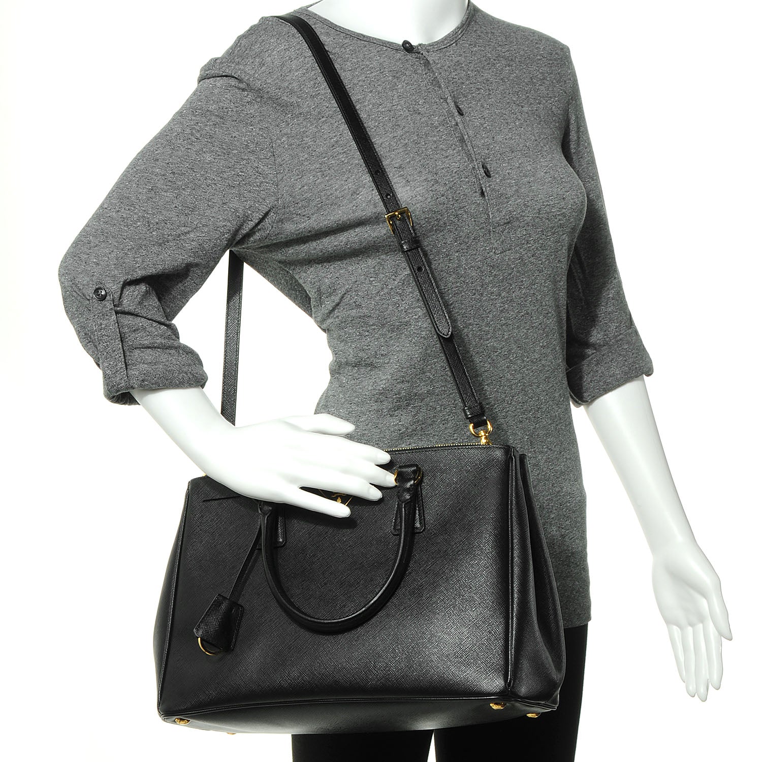 Prada Saffiano Lux Medium Tote Nero Black 2 of 10