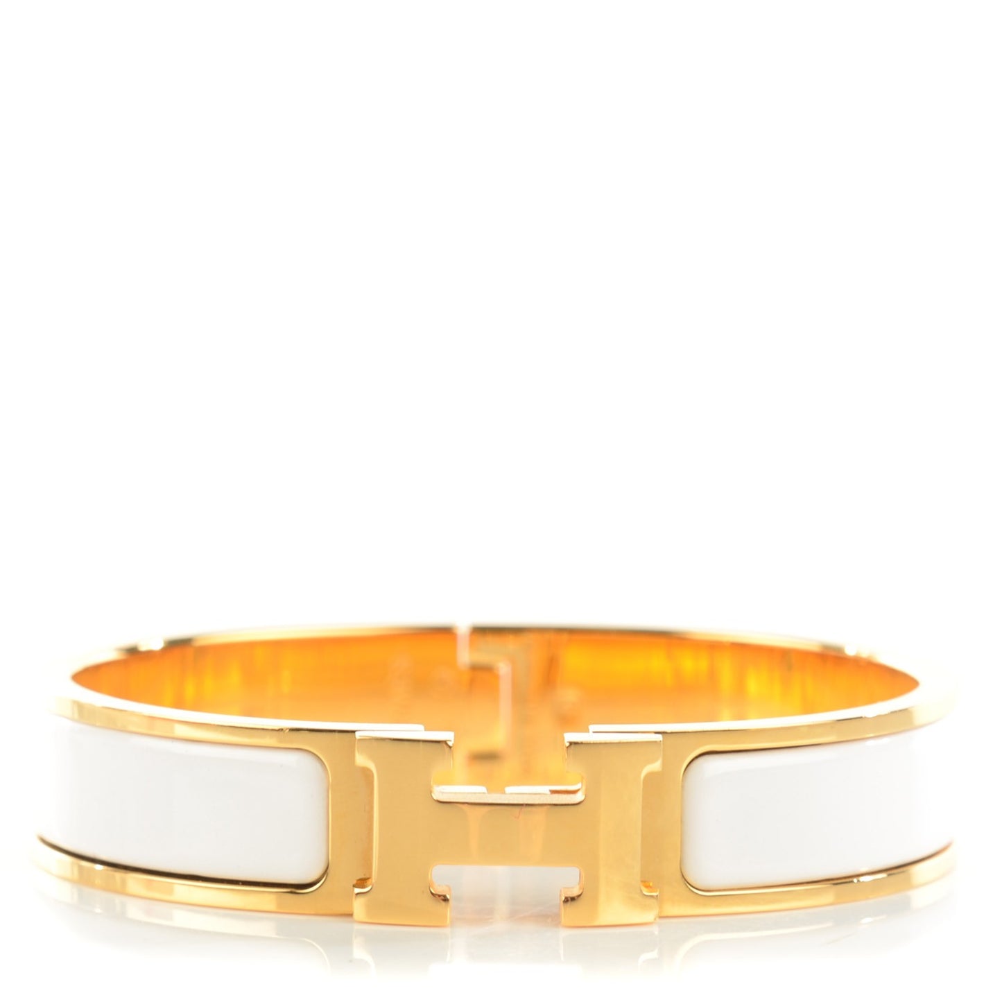 Enamel Narrow Clic Clac H Bracelet PM White