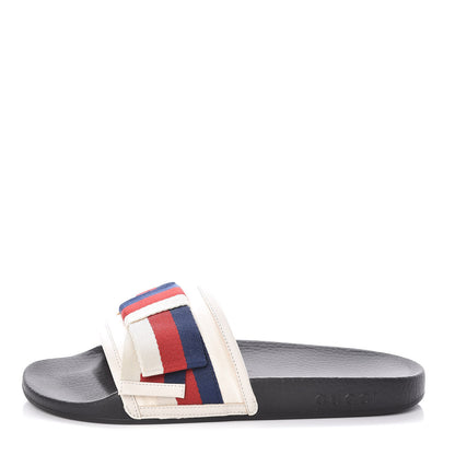 Gucci Satin Web Sylvie Bow Slide Sandals 39 White 1 of 10