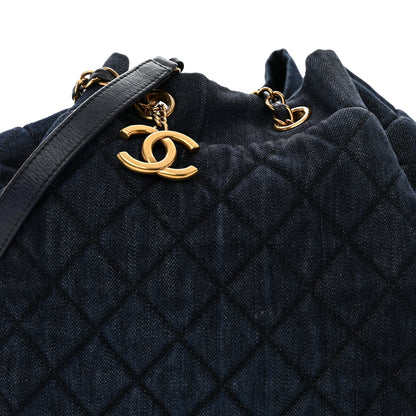 Chanel Washed Denim Quilted Small Urban Spirit Drawstring Bag Dark Blue 8 of 10