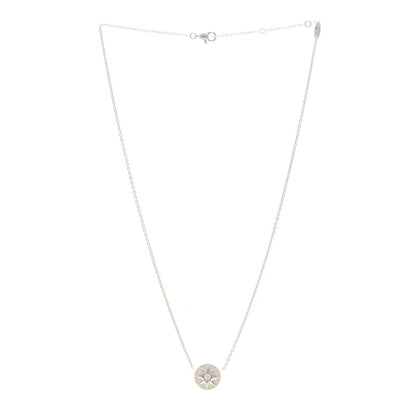 Christian Dior 18K White Gold Diamond Mother of Pearl Rose Des Vents Necklace 3 of 6