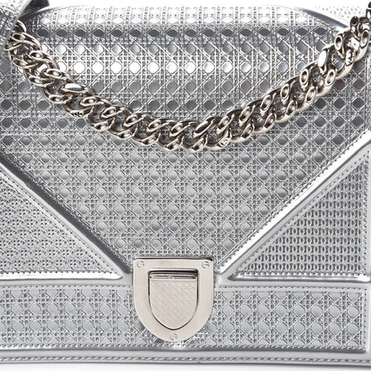 Christian Dior Metallic Patent Micro-Cannage Medium Diorama Flap Bag Silver 10 of 10