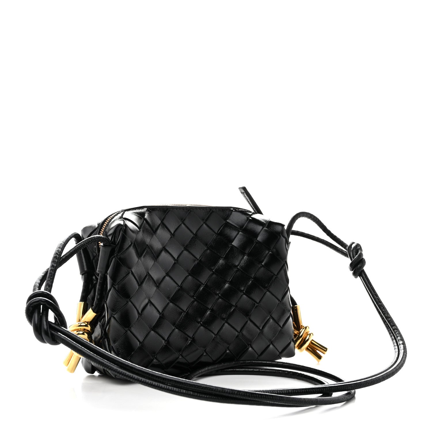 Bottega Veneta Polished Nappa Intrecciato Metallic Knot Mini Loop Camera Bag Black 3 of 12
