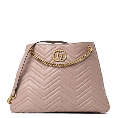 Gucci Calfskin Matelasse Medium GG Marmont Shoulder Tote Bag Porcelain Rose 1 of 13