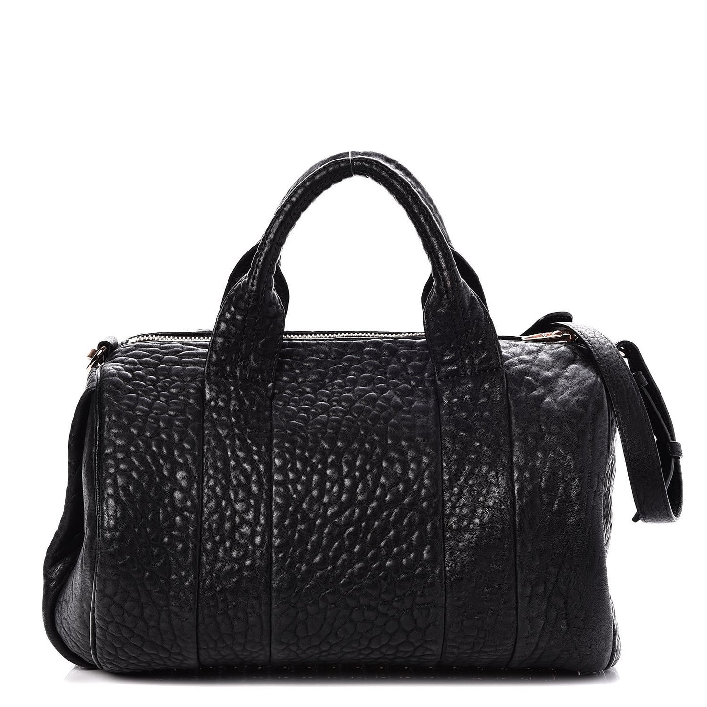 Pebbled Lambskin Rocco Black Rose Gold Hardware