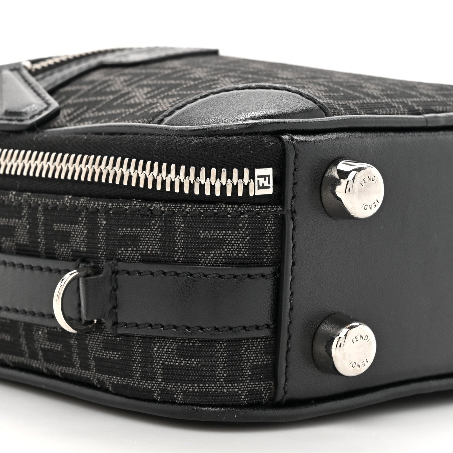 Fendi Recycled Fabric Jacquard Vitello Astro Micro FF Mini Trolley Bag Asfalto Black 10 of 11