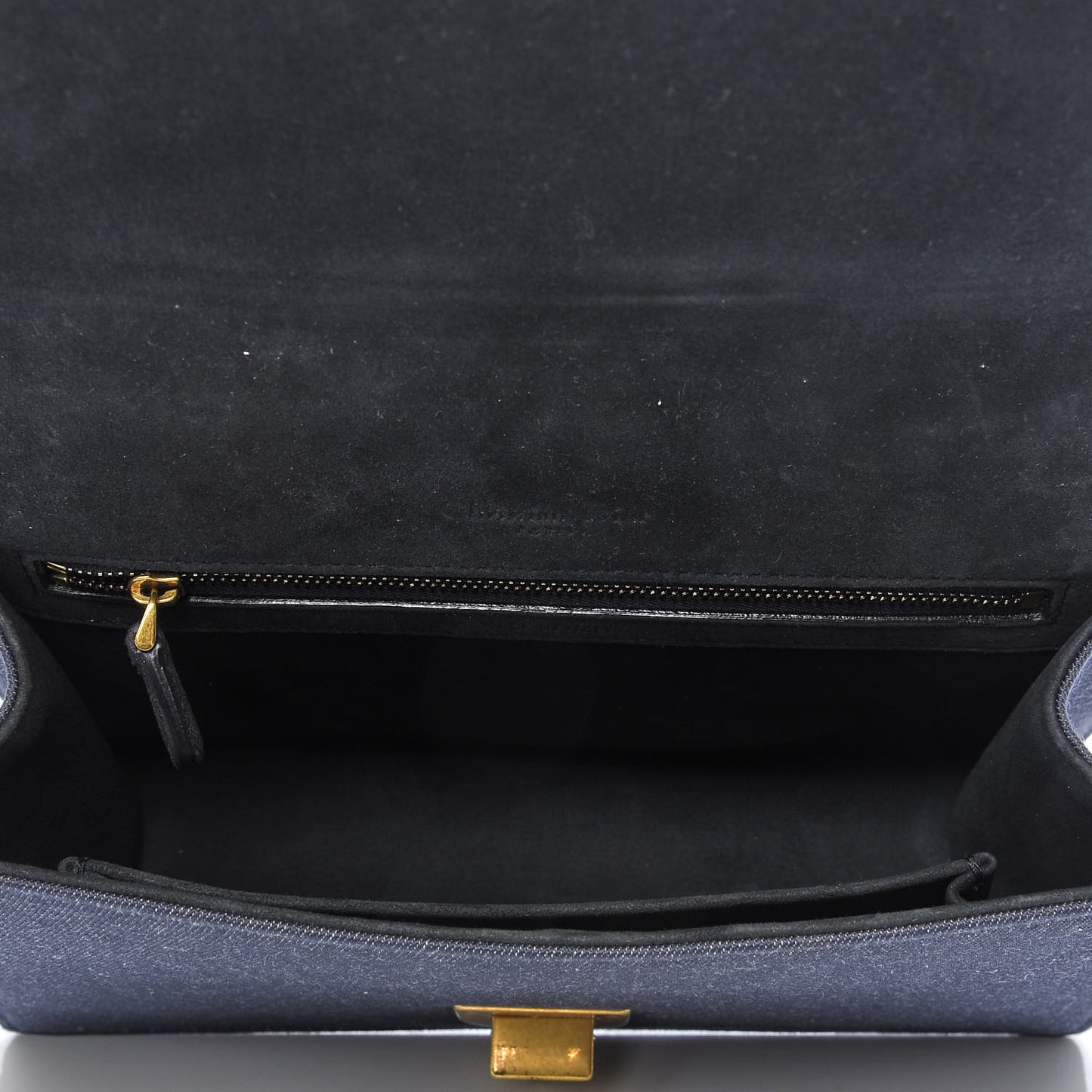 Denim Studded Medium Diorama Flap Bag Blue