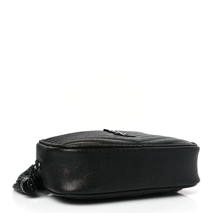 Saint Laurent Grain De Poudre Matelasse Monochrome Monogram Mini Lou Camera Bag Black 4 of 9