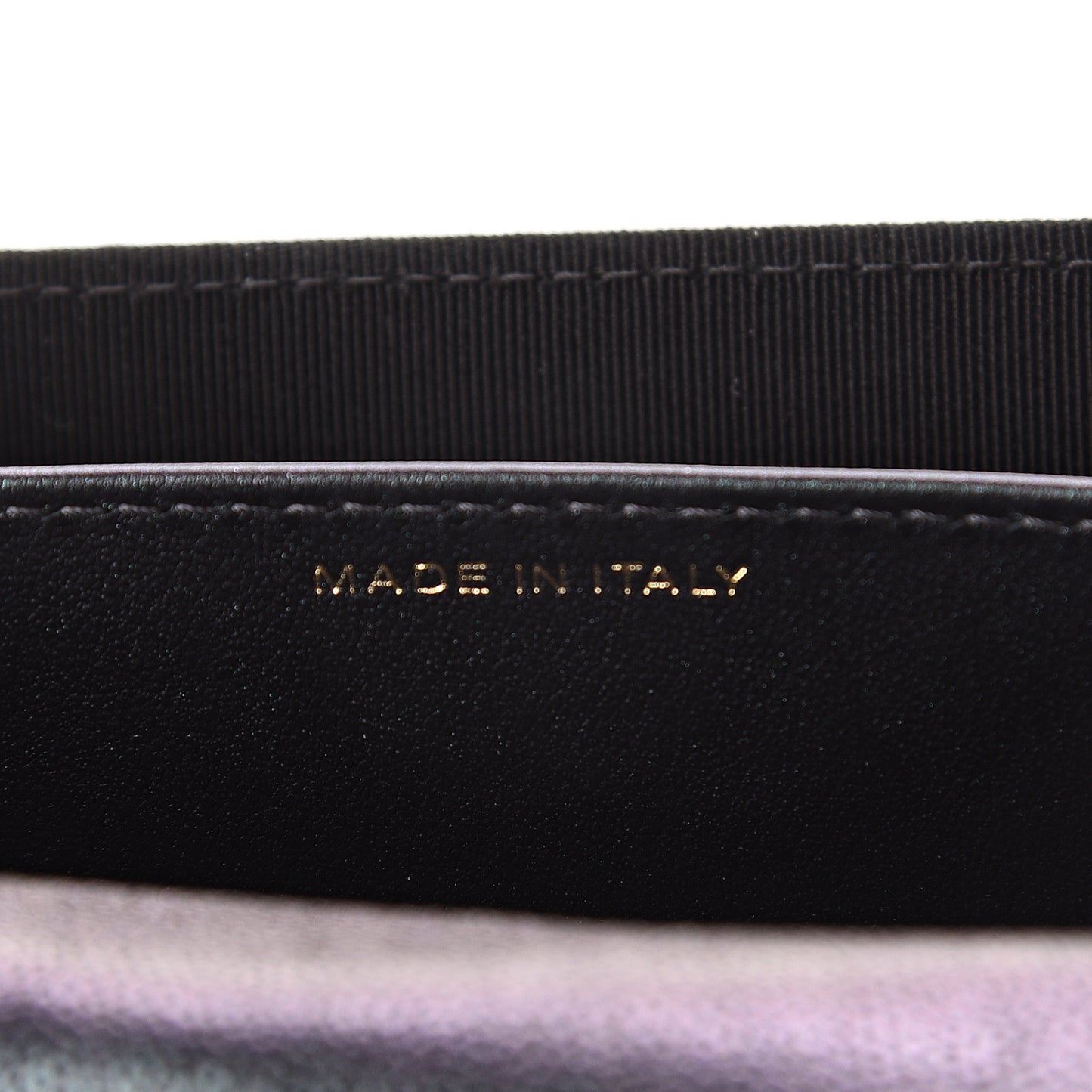 Iridescent Caviar Quilted Flap Card Holder Wallet Black