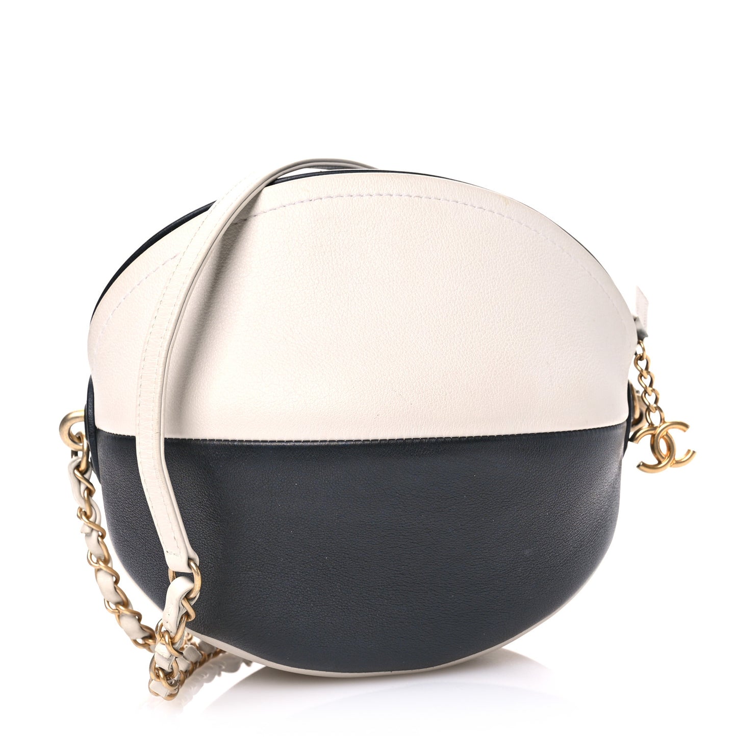 Calfskin Coco Beach Ball Bag White Black