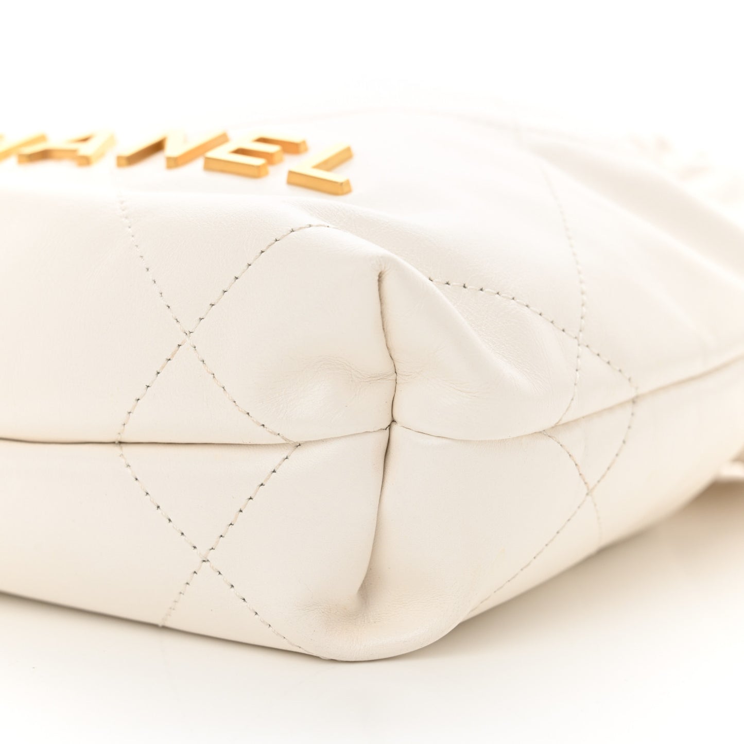 Shiny Calfskin Quilted Mini Chanel 22 White