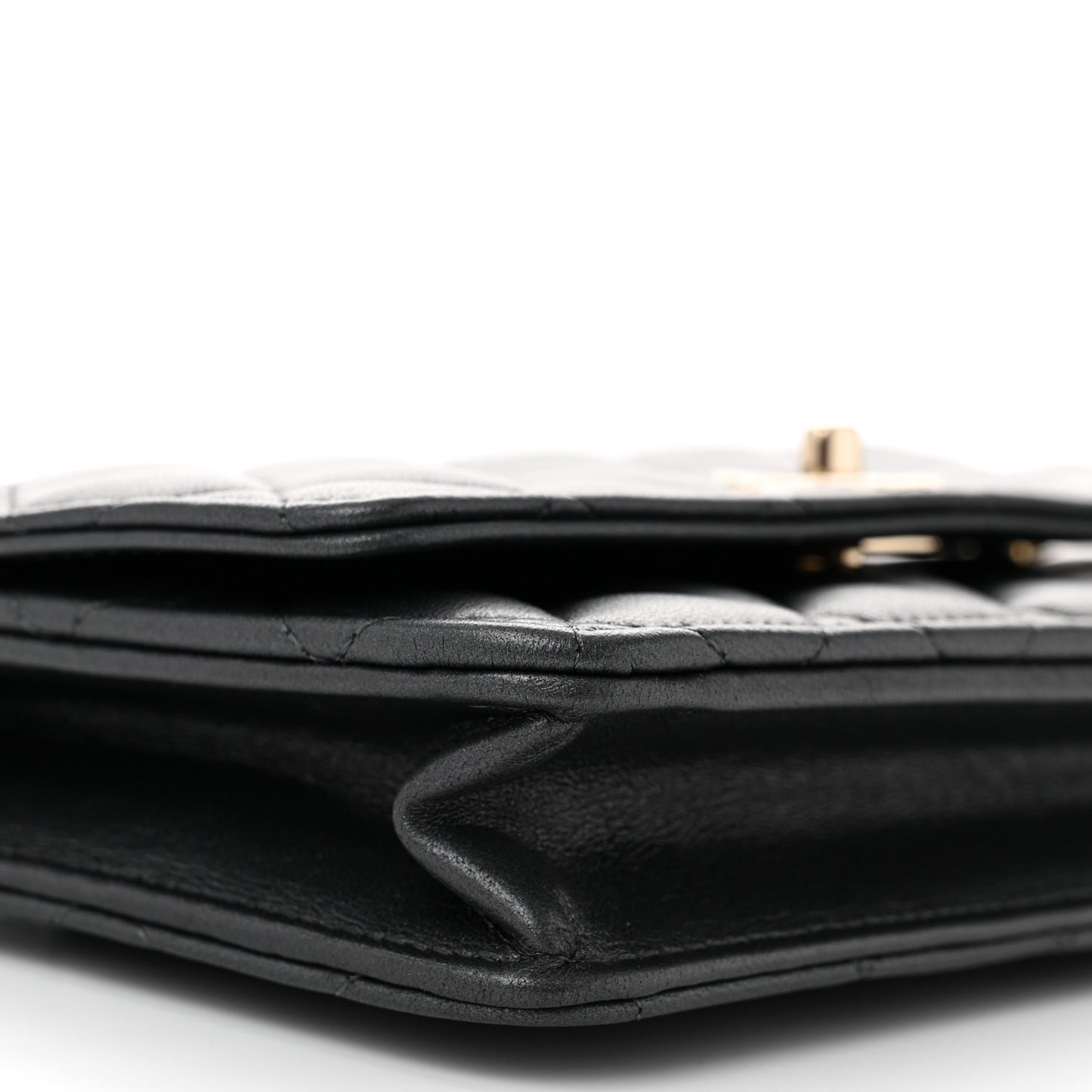 Pearly Lambskin Quilted Charms Wallet On Chain WOC Black
