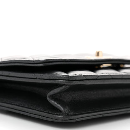 Chanel Pearly Lambskin Quilted Charms Wallet On Chain WOC Black 10 of 12