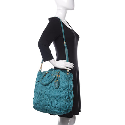 Prada Tessuto Nylon Gaufre Tote Turchese 2 of 24