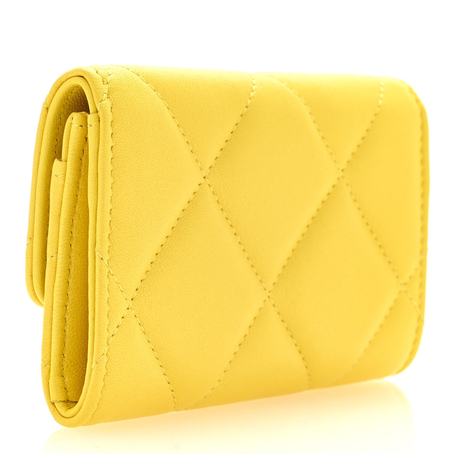 Chanel Lambskin Quilted Chanel 19 Flap Card Holder Yellow 3 of 8