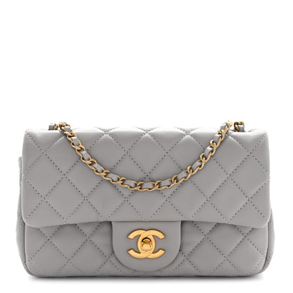 Chanel Lambskin Quilted Mini Rectangular Pearl Crush Flap Grey 1 of 12