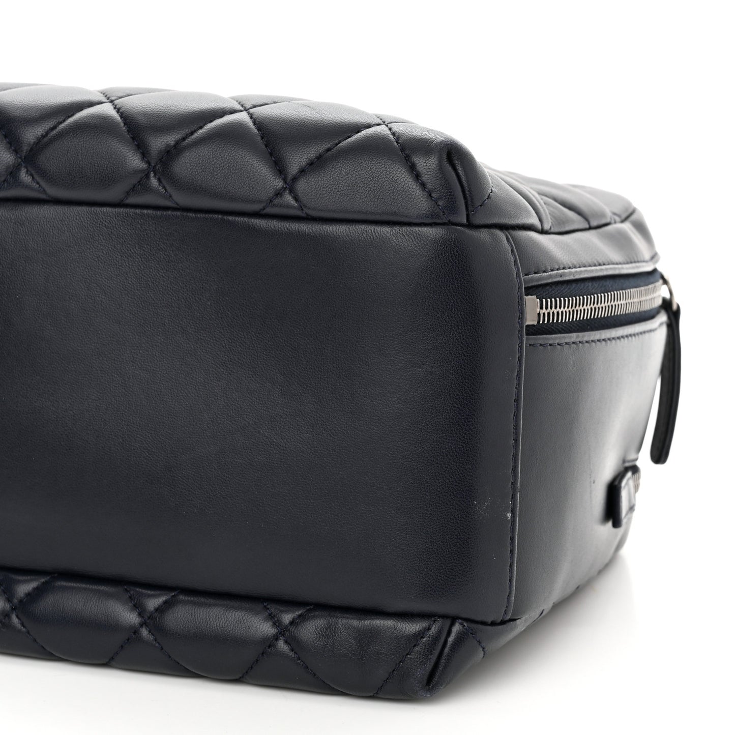 Lambskin Quilted Medium Trendy CC Bowling Bag Navy
