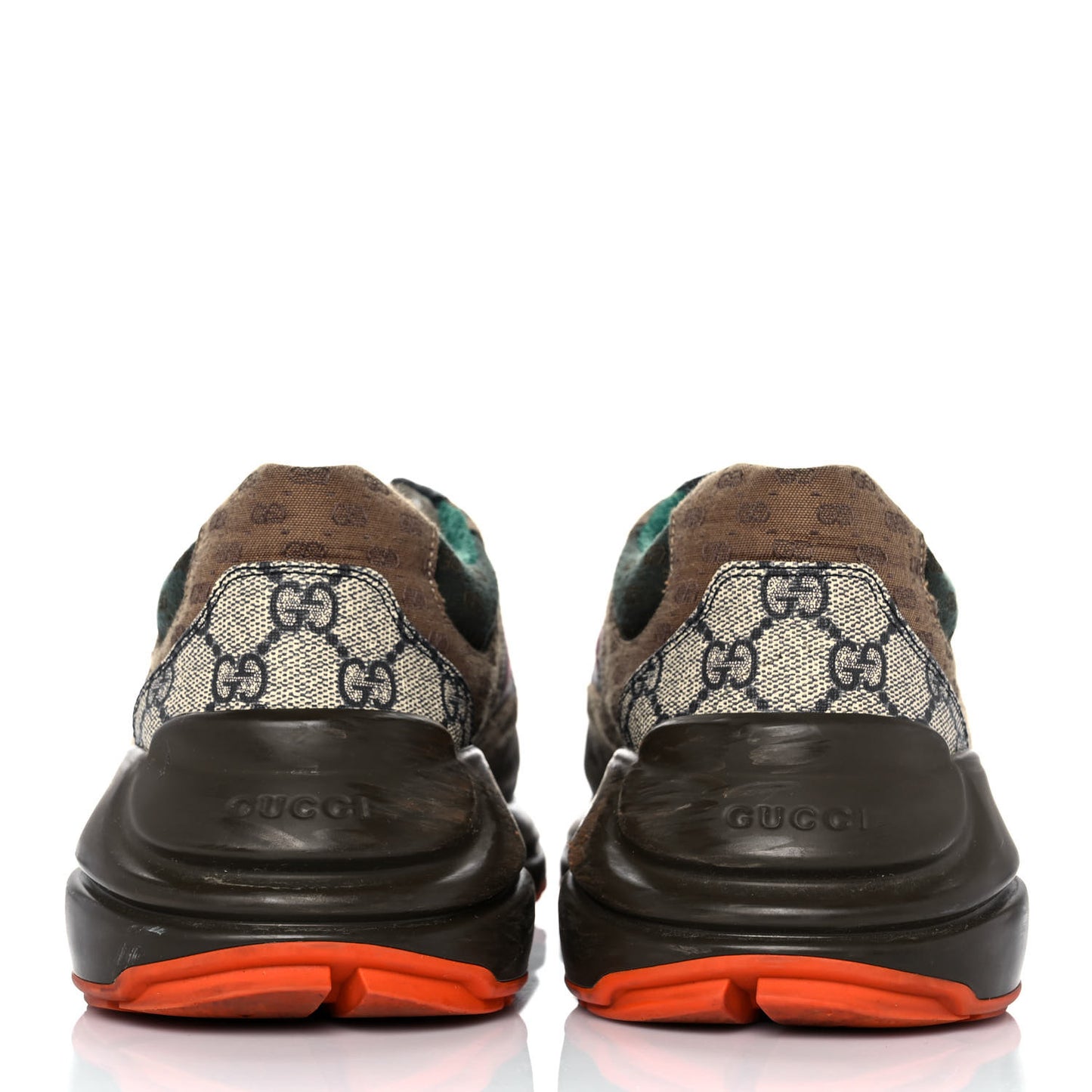 GG Supreme Monogram Mix Monogram Womens Rhyton Sneakers 42 Bordeaux Beige Ebony