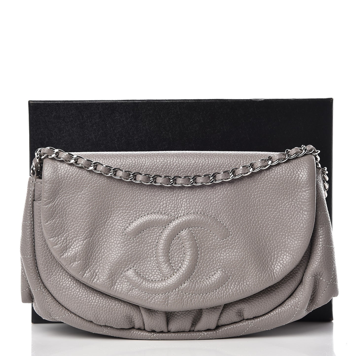 Caviar Half Moon Wallet On Chain WOC Light Grey