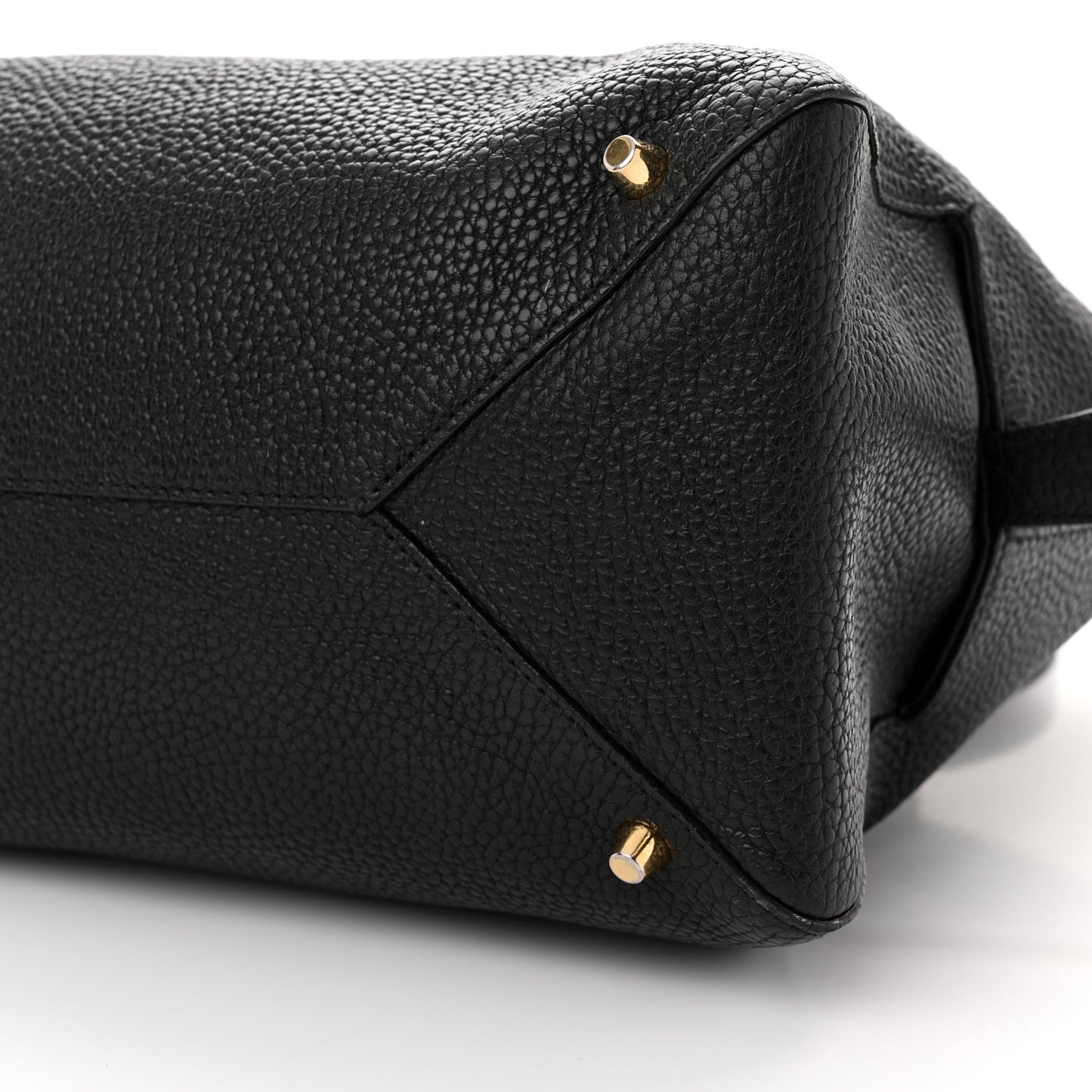 London Grainy Calfskin Medium Greenwood Bowling Bag Black